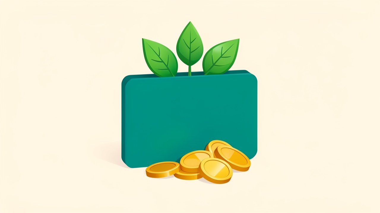 A stylized illustration of a credit card with three green leaves sprouting from it, representing cash back rewards.