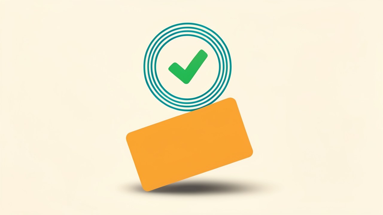 A credit card illustration with a large zero symbol floating above it and a green checkmark, indicating no annual fee.